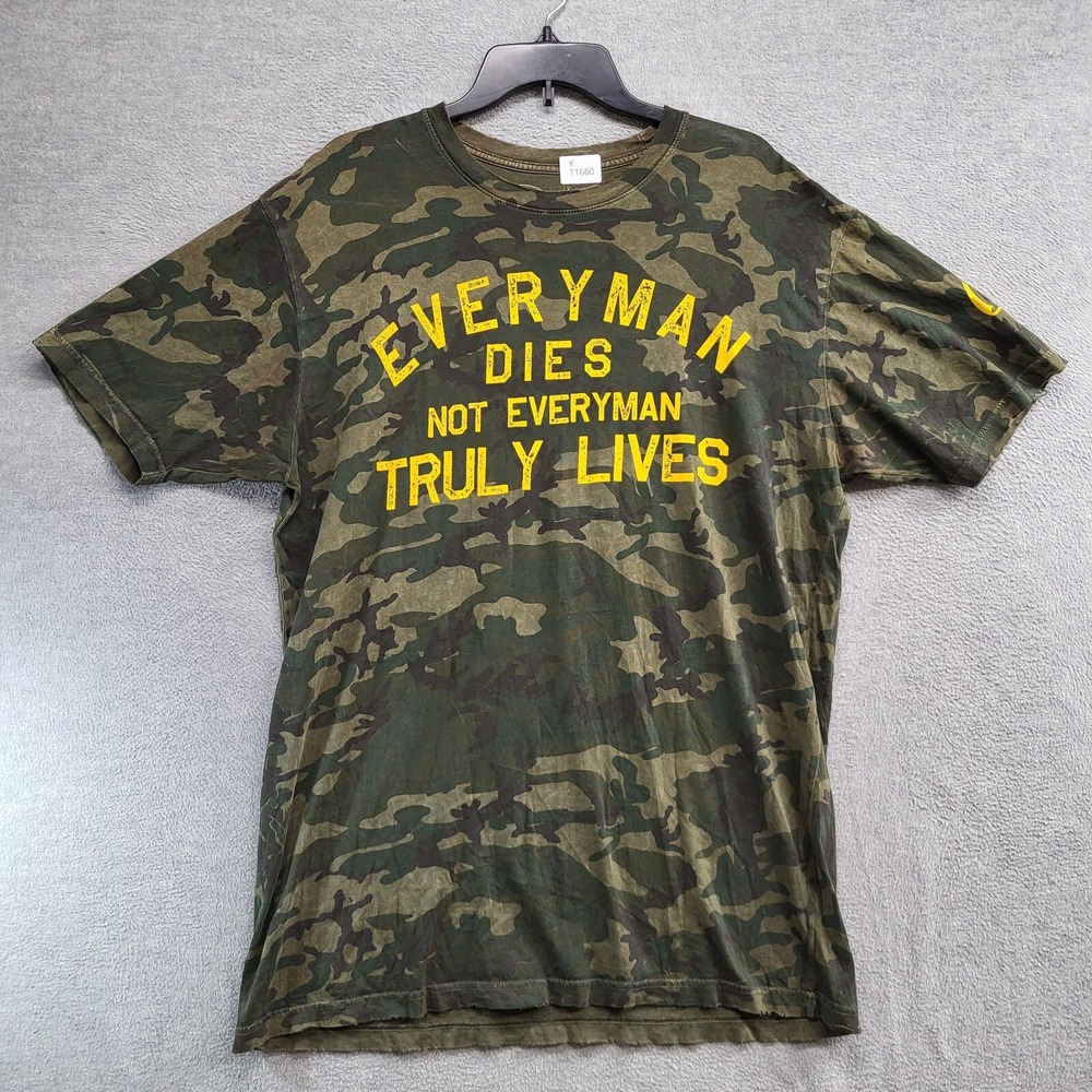 Affliction Men Shirt XL Green Camo Y2K‎ MMA Grunge Logo Skull Serpent Tee